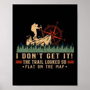 Het pad zag er zo vlak uit op de kaart Grappig wan Poster