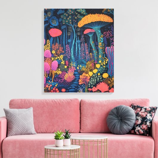 Het paddenstoelenbos is magisch canvas afdruk (Insitu (Woonkamer))