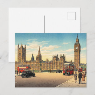Het Palace of Westminster Japanse Houtblokprint Briefkaart