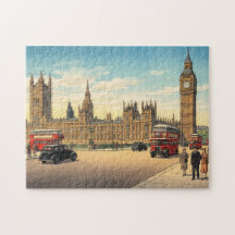 Het Palace of Westminster Japanse Houtblokprint