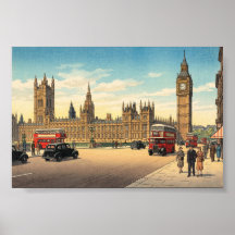 Het Palace of Westminster Japanse Houtblokprint