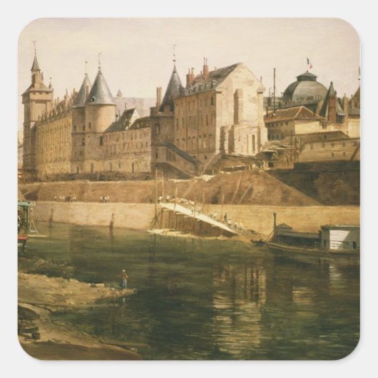 Het Palais de Justice Vierkante Sticker (Voorkant)