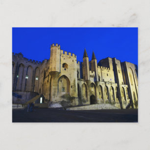 Het paleis van de paus in Avignon bij zonsondergan Briefkaart