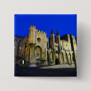 Het paleis van de paus in Avignon bij zonsondergan Vierkante Button 5,1 Cm