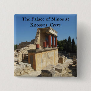 Het paleis van Minos in Knossos, Kreta, GRIEKENLAN Vierkante Button 5,1 Cm