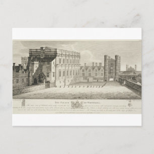 Het paleis van Whitehall, uit een tekening in het  Briefkaart
