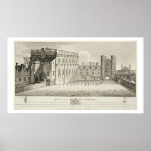 Het paleis van Whitehall, uit een tekening in het Poster