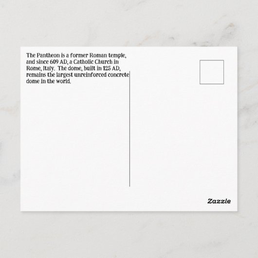 Het Pantheon, Rome, Italië Design Briefkaart (Achterkant)