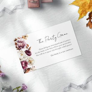 Het Panty Game Bourgondië Bloemen Herfst Vrijgezel Informatiekaartje