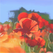 Het papaverhuis - olieverfschilderij sticker (Voorkant)