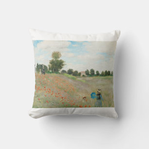 Het papaverveld bij Argenteuil door Claude Monet Kussen