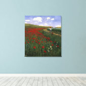 Het papaverveld canvas afdruk (Insitu (Houten vloer))