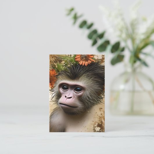 Het papier is getextureerd  look aap visitekaartje (Staand voorkant)