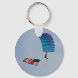 het parachuteren van de heldere blauwe hemel sleutelhanger
