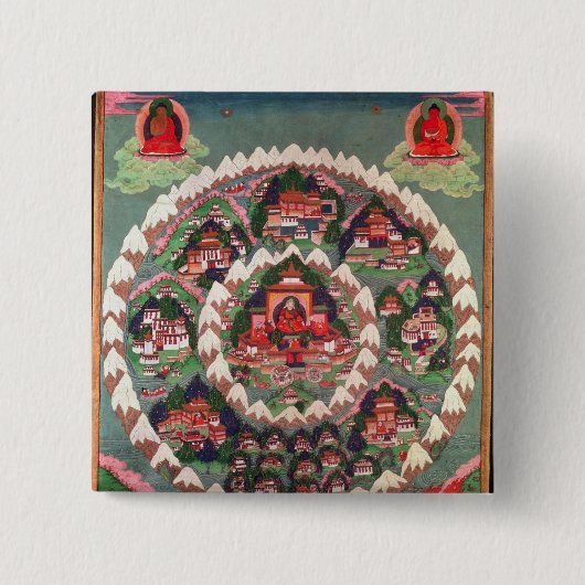 Het Paradijs van Shambhala, Tibetaanse banner Vierkante Button 5,1 Cm (Voorkant)