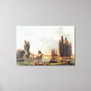 Het park en Chateau in Mereville Canvas Afdruk