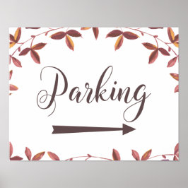 Het parkeren Juiste Pijl Teken Rustic Autumn Wedde Poster