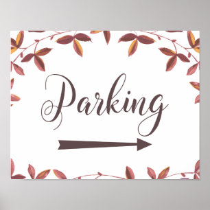 Het parkeren Juiste Pijl Teken Rustic Autumn Wedde Poster