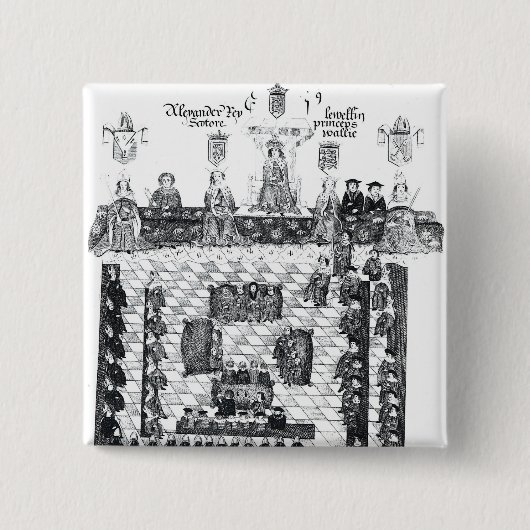 Het Parlement van Edward I Vierkante Button 5,1 Cm (Voorkant)