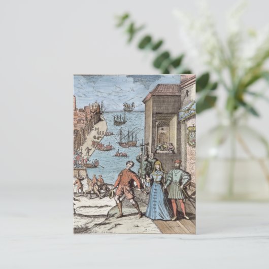 Het parteren van Columbus met Ferdinand en Briefkaart (Staand voorkant)