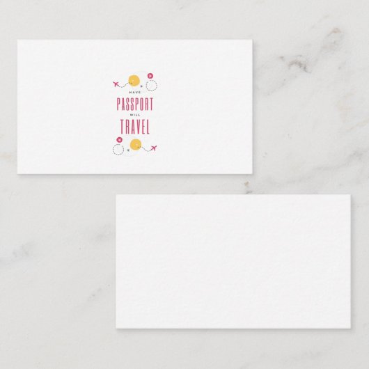 Het paspoort zal reizen visitekaartje (Voorkant / Achterkant)