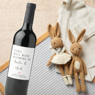 Het past goed bij tante en oom worden wijn etiket