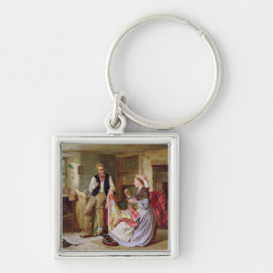 Het patchwork-kwilt sleutelhanger