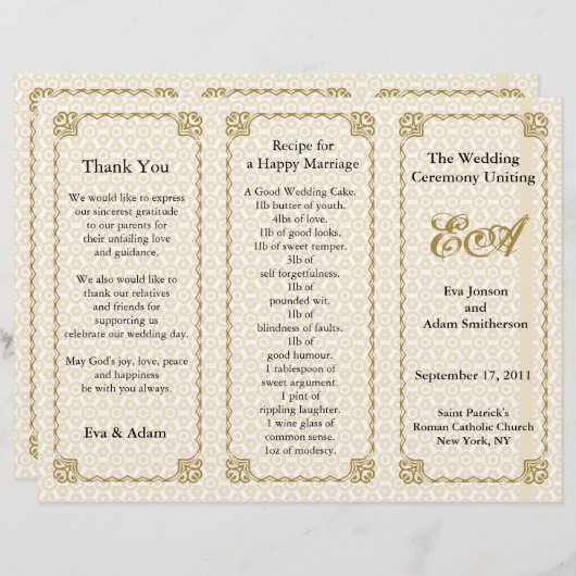 Het Patroon Gold White van de Omslag van het progr (Voorkant / Achterkant)