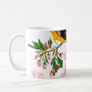 Het patroon is met vogels en bloemen. Het is creat Koffiemok