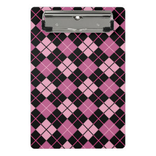 Het Patroon van Argyle in Zwarte en Roze Mini Klembord
