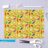 Het Patroon van boeken op Geel Tissuepapier (Craft)