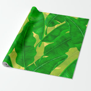 Het patroon van de de bladerenwaterverf van de cadeaupapier