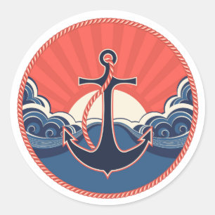 Het Patroon van de Golf van het anker en van het Ronde Sticker