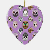 Het patroon van de Illustratie Owl op Paarse Achte Keramisch Ornament (Rechts)