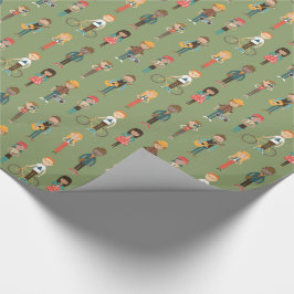 Het Patroon van de Illustraties van de Mensen van Cadeaupapier