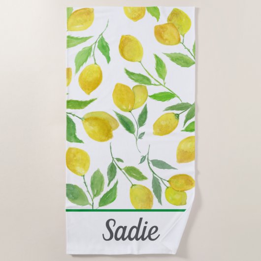 Het Patroon van de Lemons van de waterverf Persoon Strandlaken (Voorkant)