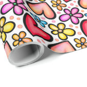 Het Patroon van de Valentijn van de Waterverf van Cadeaupapier (Rol Hoek)