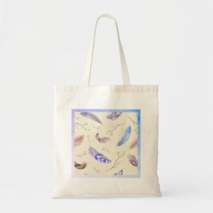 Het Patroon van de Veer van de waterverf Bladeren Tote Bag