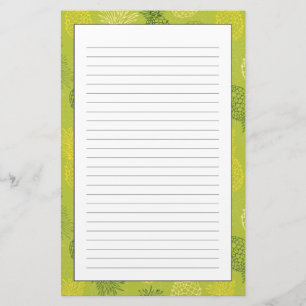 Het Patroon van het Overzicht van ananas op Groen Briefpapier