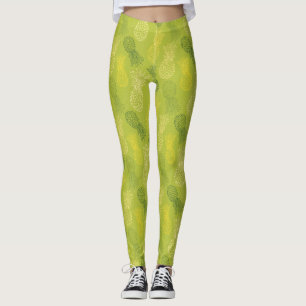 Het Patroon van het Overzicht van ananas op Groen Leggings