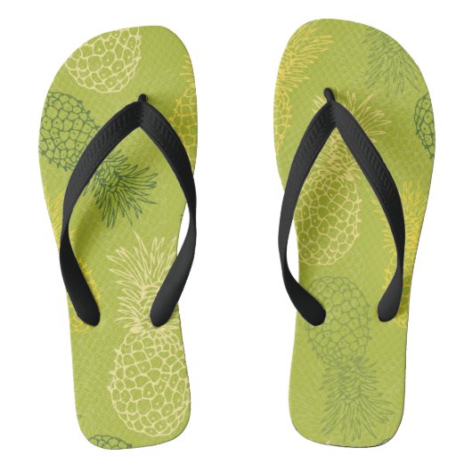 Het Patroon van het Overzicht van ananas op Groen Teenslippers (Voetbed)