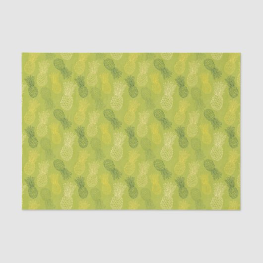 Het Patroon van het Overzicht van ananas op Groen Tissuepapier (Voorkant)