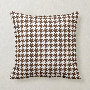 Het Patroon van Houndstooth in Donkere Bruin en Kussen