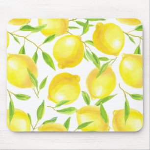Het patroonontwerp van citroenen en van bladeren muismat
