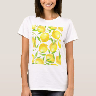 Het patroonontwerp van citroenen en van bladeren t-shirt