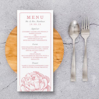 Het Peony Floral Wedding Collectie - Menu