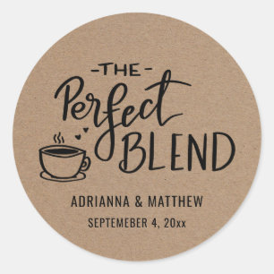 Het perfecte mengsel   Rustic Kraft Paper Wedding Ronde Sticker