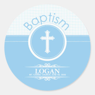 Het Personaliseerbare, Blauwe Kind van de Jongen Ronde Sticker
