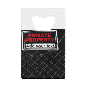 Het Personaliseerbare Teken van het privé-bezit - Kredietkaart Flessenopener