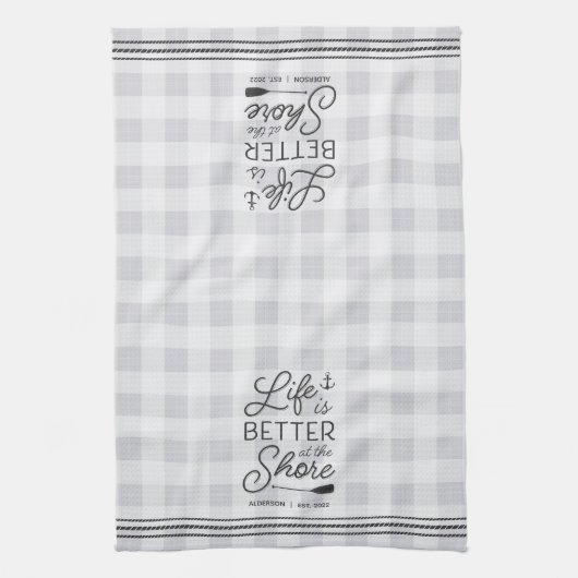 Het persoonlijke leven is beter op de kust theedoek (Verticaal)